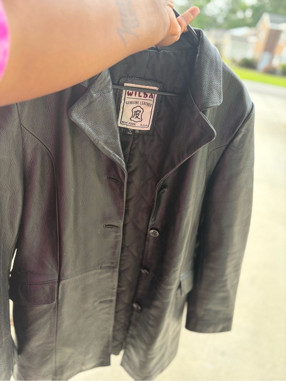 Wilda Black Pebbled Leather Women's Blazer Jacket